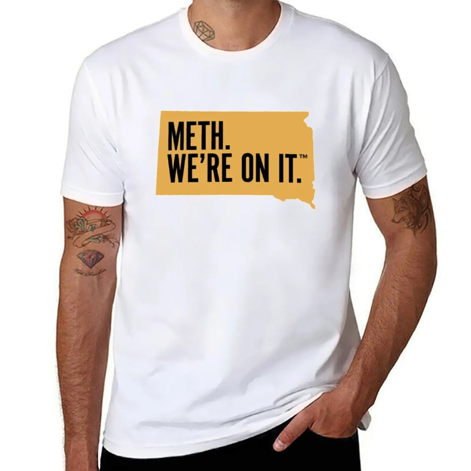 

Meth. We're on it - South Dakota Meth We're On It Gift T-Shirt men t shirt cotton 100% t shirts for man pack cotton T-Shirt