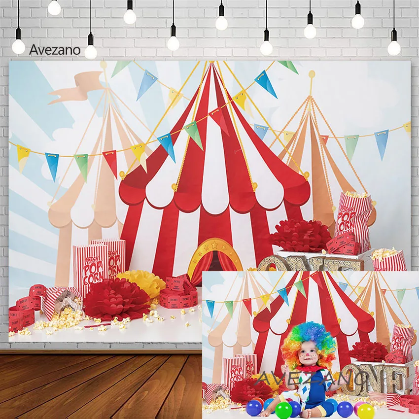 Avezano Circus Food Photography Backgrounds Newborn 1st Birthday Party Cake Smash Decoration Backdrop For Photo Shoot Props