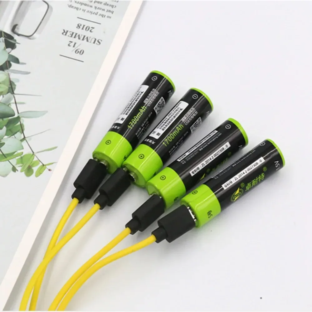 ZNTER AA بطارية قابلة للشحن 1700 مللي أمبير USB 1.5 فولت بطارية ليثيوم بوليمر قابلة للشحن ماوس كاميرا بطارية الميكروفون