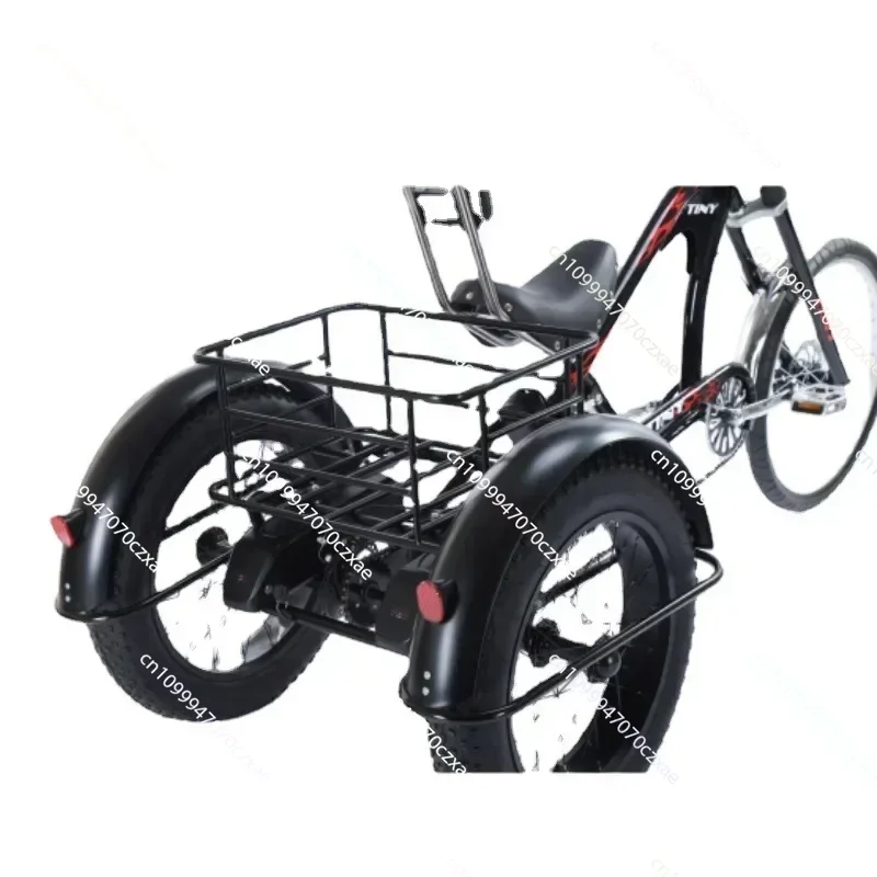 Electric Tricycle 20Inch 350W48V50AH Electric Vehicle Basket Leisure Cargo Mountain Commuting Max Load 200KG With Basket Adult