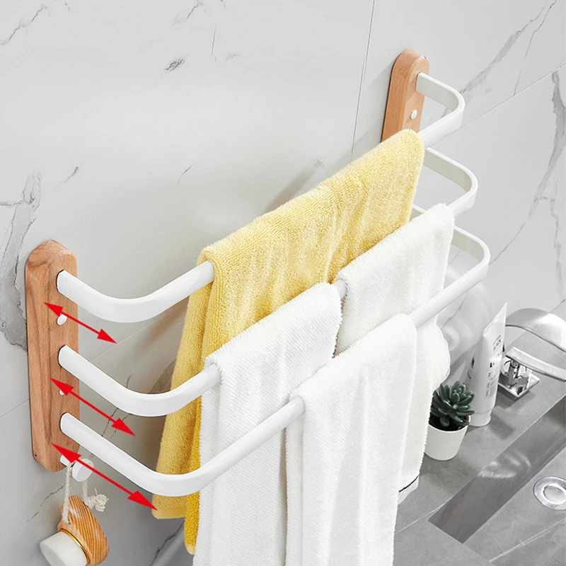 1pc Bathroom Towel Rod Space Aluminum Rod Bathroom Glass Shelf  Foyer Slipper Rack Punching Installation Bathroom Accessories