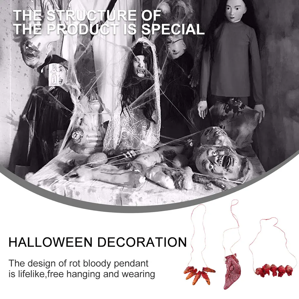 

6 pcs Halloween Fake Body Parts Hanging Scary Organ Decorations For Haunted House Horror Party Simulated Organs Costume Props