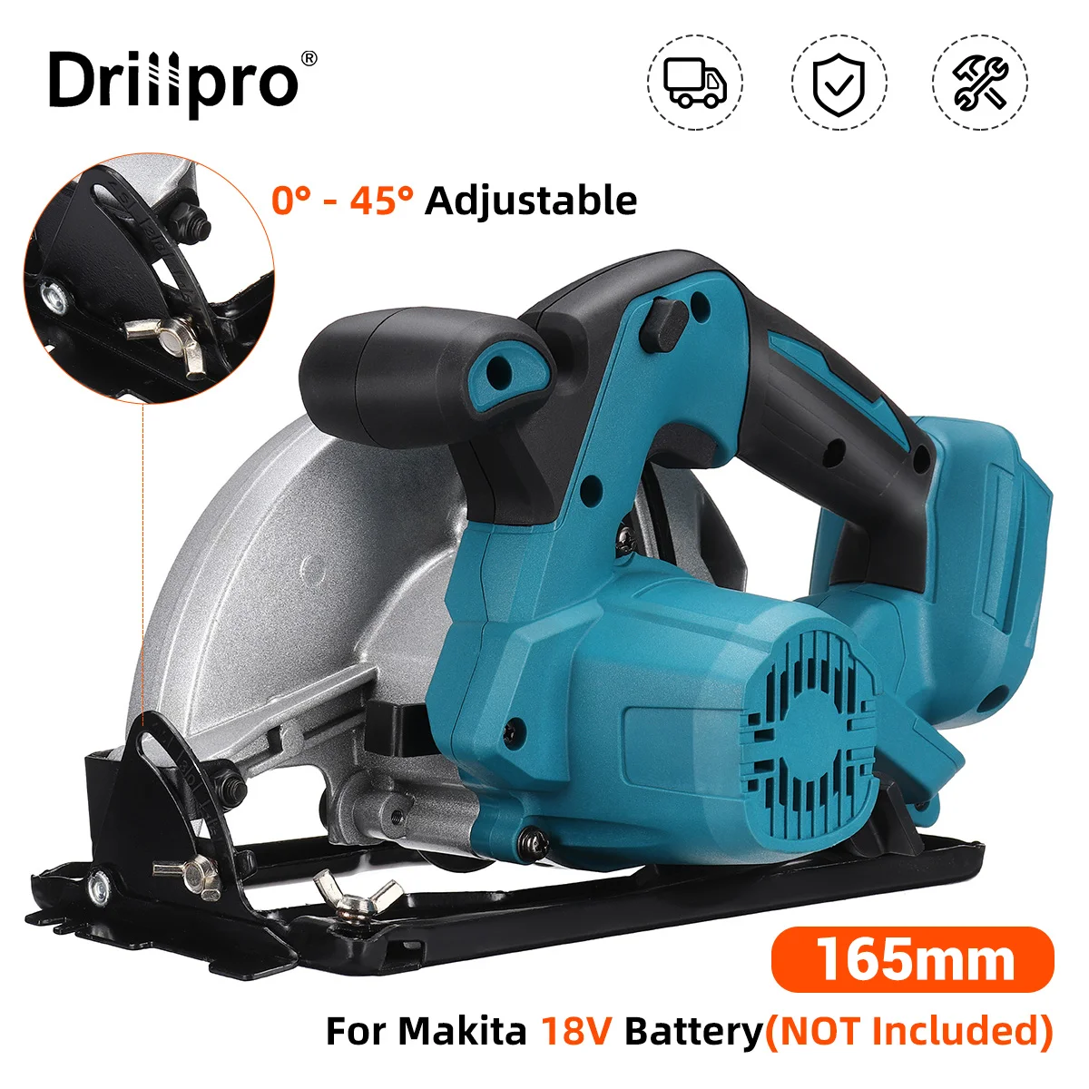 

Drillpro 18V Brushless Circular Saw 0°-45° Adjustable Woodworking Cutting Cordless Electric Saw Machine for Makita 18V Battery