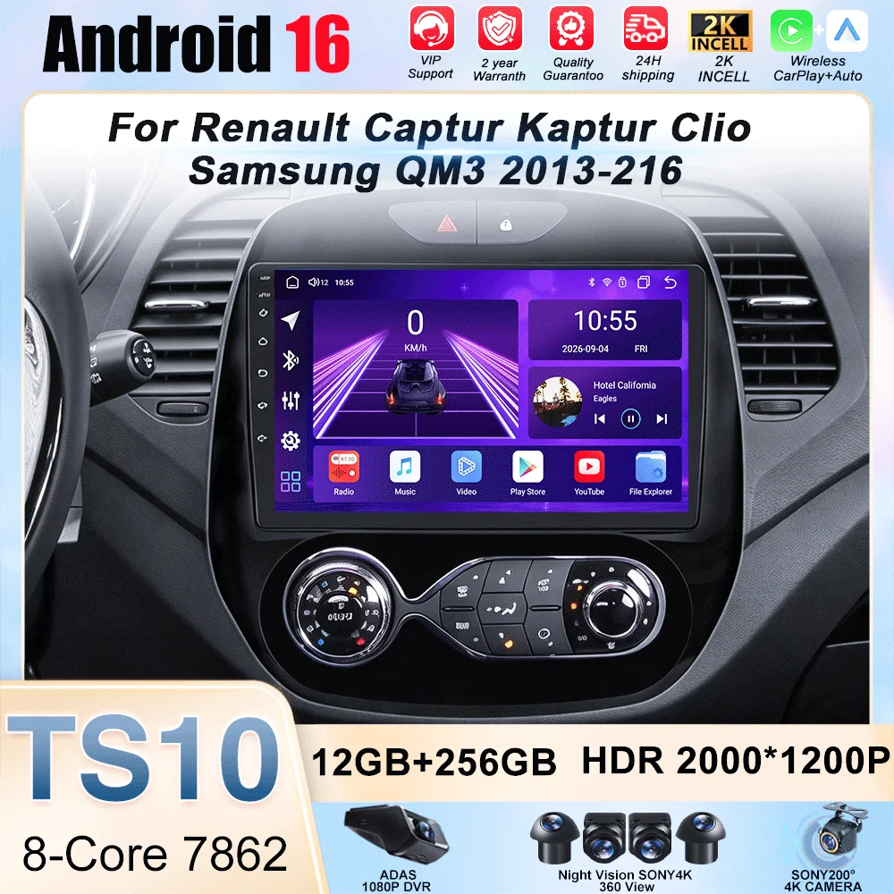 Android 16 Car Radio For Renault Kaptur Captur Clio Samsung Qm3 2013 2014 2015 2016 Wireless Carplay Multimedia Navigation Gps