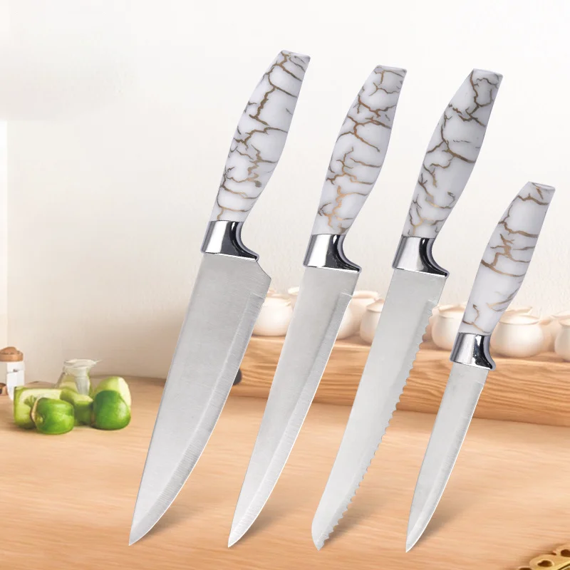 

High quality kitchen knife set, household stainless steel chef knife 1/4 set fruit knife, bread knife, multi-purpose knife set