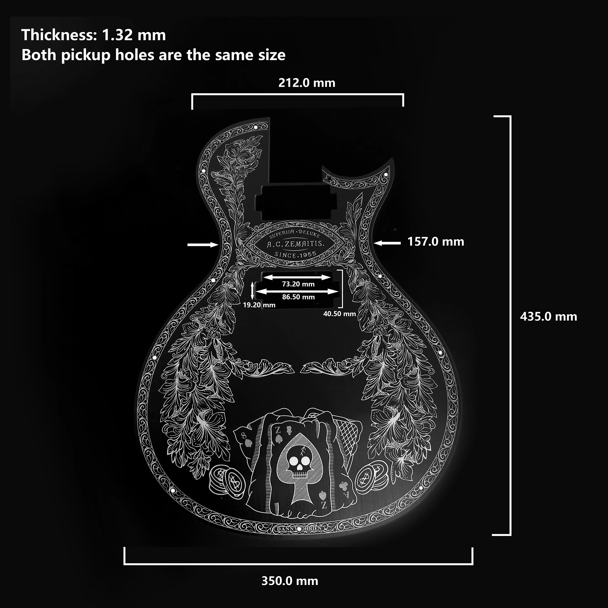 Custom ZEMAITIS Metal Front Electric Guitar Aluminum Plate for LP Guitar Replacement Parts