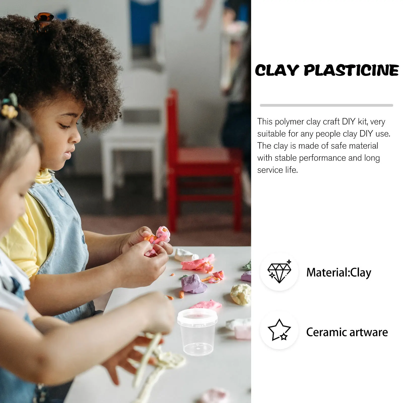 

1Set Colorful Polymer Clay Craft Kit Stable Modelling Clay Easy DIY Sculpture Kit Bright Colors for Teenager Educational