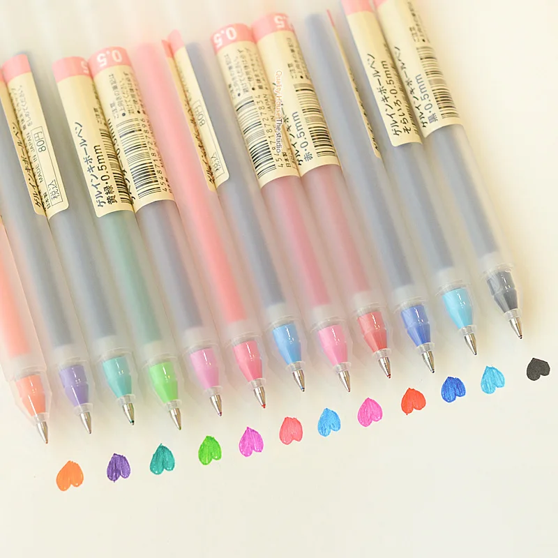 Creative10 Pcs/Set Gel Pen 0.5mm Colour Ink Marker Pens Writing Stationery Japanese MUJIs Pen Style School Office Supplies Gift