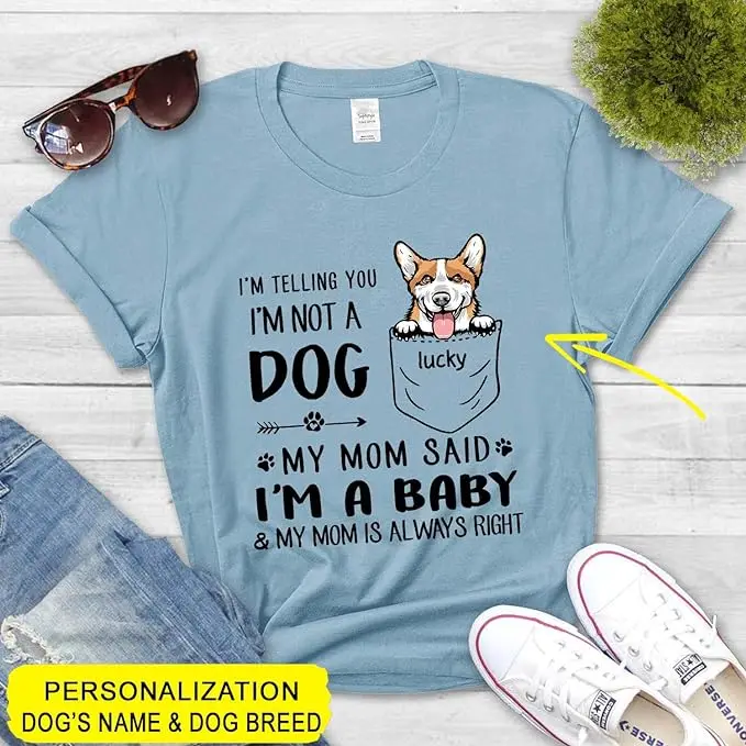 Customized Dogs Name and Dog Breed Shirt Dog Mom Shirt Gift for Mom Personalised Fashion Tshirt Mother's Day