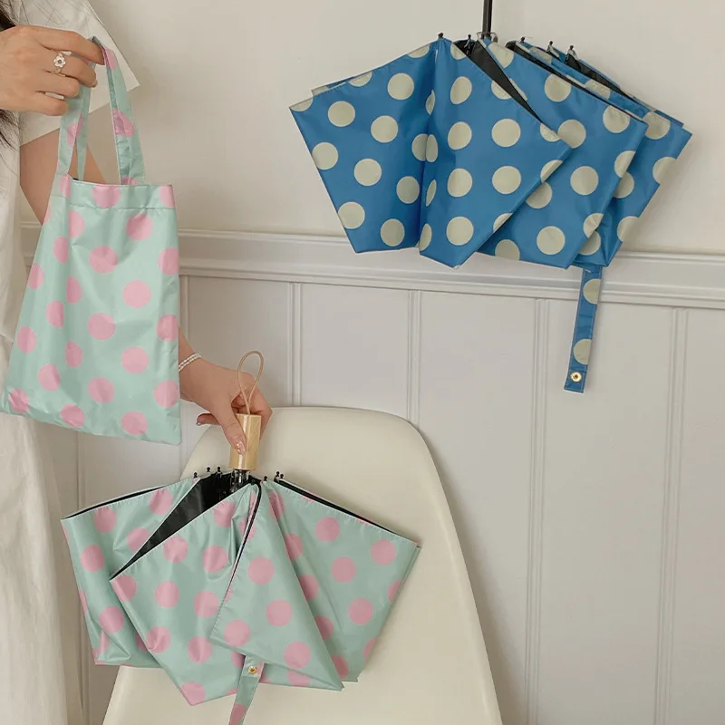 

Retro Polka Dot Umbrella Women's Portable Sunshade Waterproof Rain And Sun Dual Use High Aesthetic Value Sunshade Umbrella