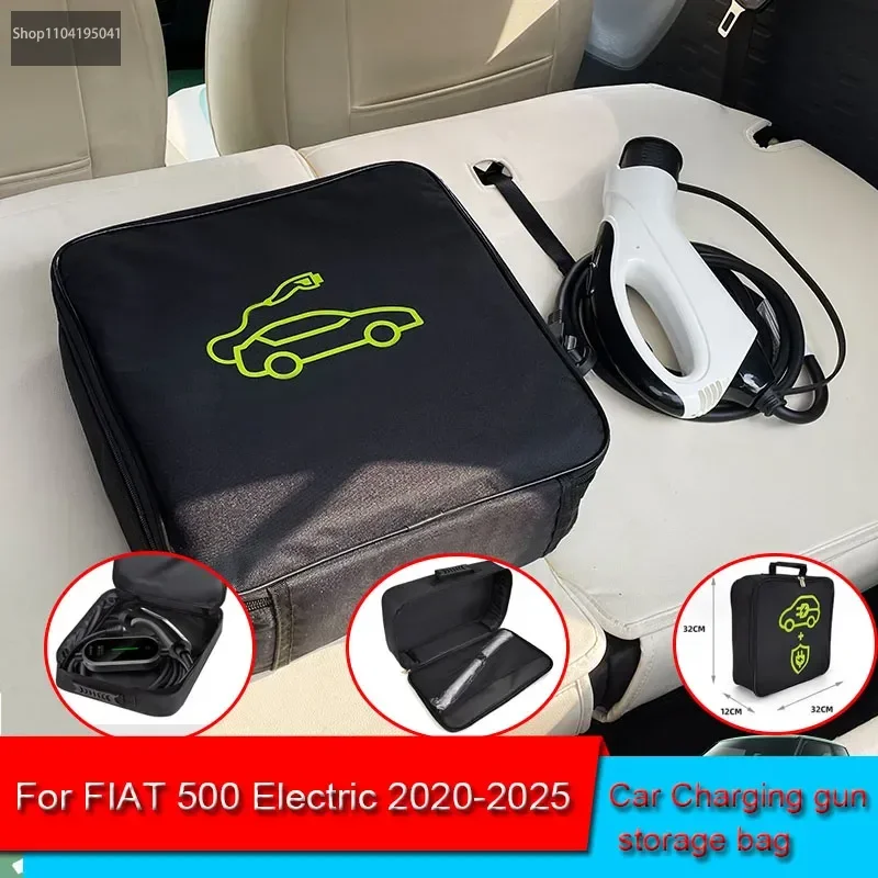 

For FIAT 500 Electric 2020-2022Waterproof Retardant Trunk Storage Box Accessory EV Car Portable Charging Cable Storage Carry Bag