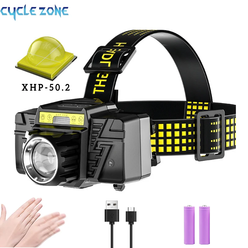 

XHP 50 LED Headlamp Outdoor Camping Tools 18650 Battery Long Range Light Waterproof Lamp Fishing Accessories Inductive Headlight