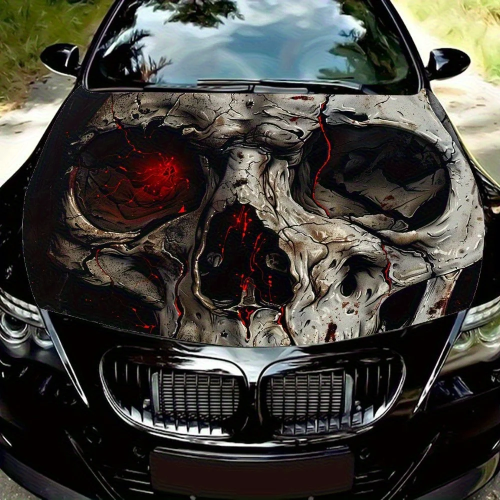 

Red Eyed Skeleton Car Hood Decal - Vibrant PVC Sticker For Cars, Trucks Self-Adhesive & Durable Fit Hood Decoration, Car Accesso
