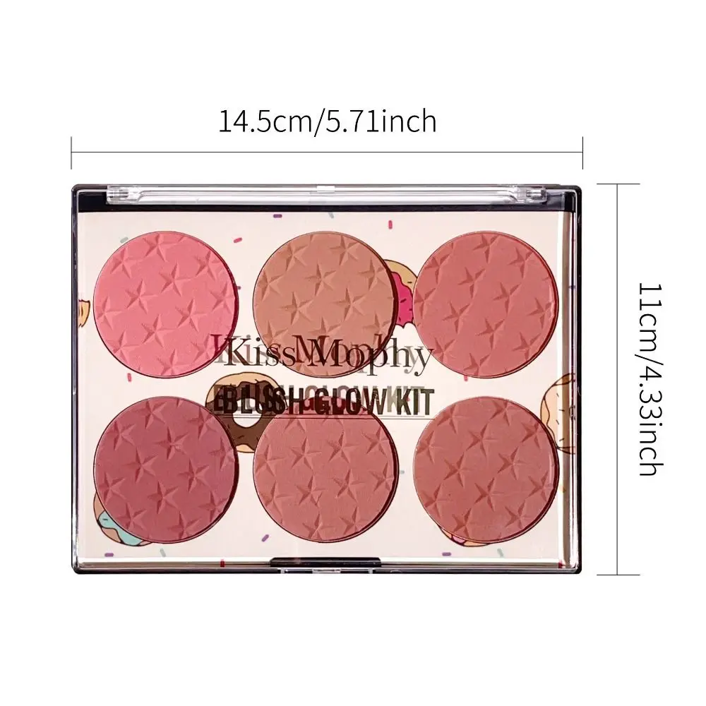 Color Palette Waterproof Powder Blusher 6 Colors Brightening Effect Matte Blush Blendable Long-lasting Blush Palette Face Makeup