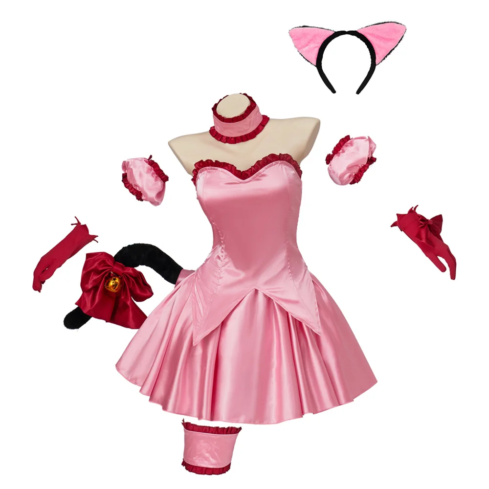 

Anime Tokyo Mew Mew Strawberry Momomiya Ichigo Cosplay Costume Girls Pink Dress Full Set Halloween Carnival Suit