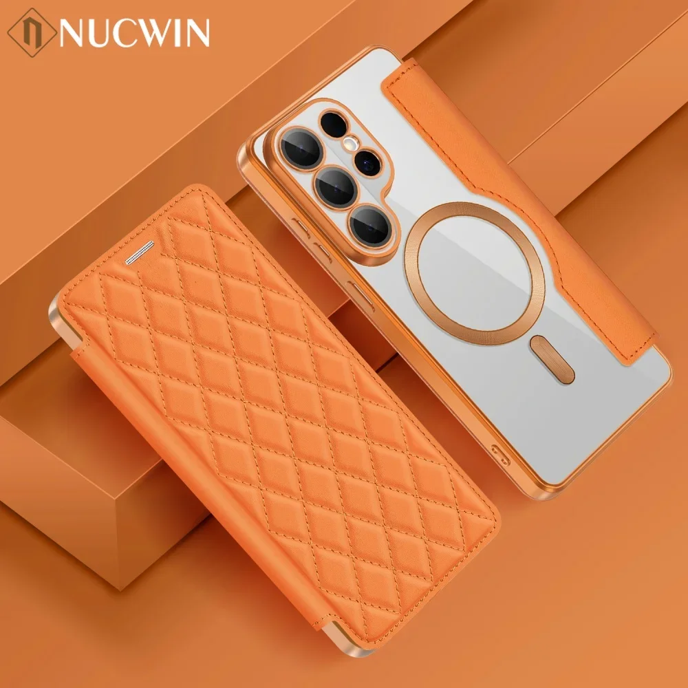 Galaxy S26 Leather for Magnetic Flip Case for Samsung Galaxy S26 S25 S24 S23 FE Ultra Plus S25 Edge A56 A57 A55 Card Slots Cover