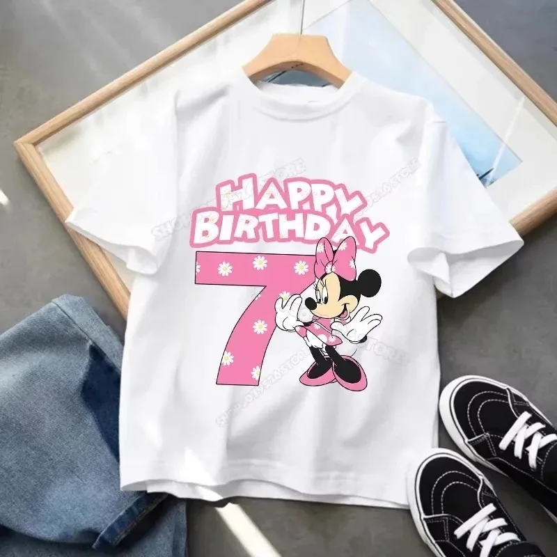 2026 Sommer Neues Kinder-T-Shirt - Minnie Geburtstagskleid, Baumwollmaterial, Geeignet für Jungen und Mädchen, Familie und Kinder