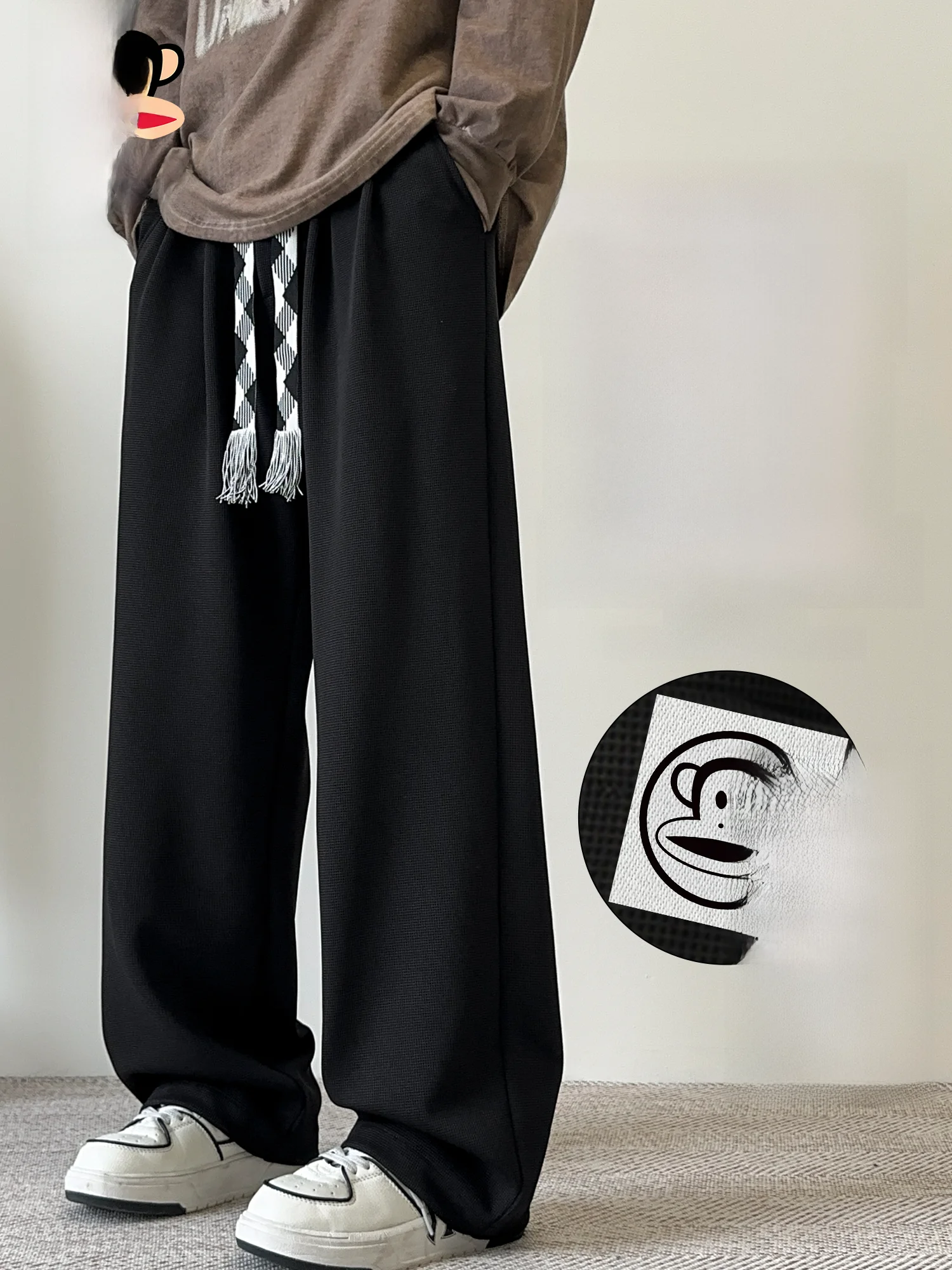 

Зимние утепленные брюки PaulFrank с завязками, свободного прямого кроя, повседневные, мужские, однотонные, на флисовой подкладке, для ежедневной носки