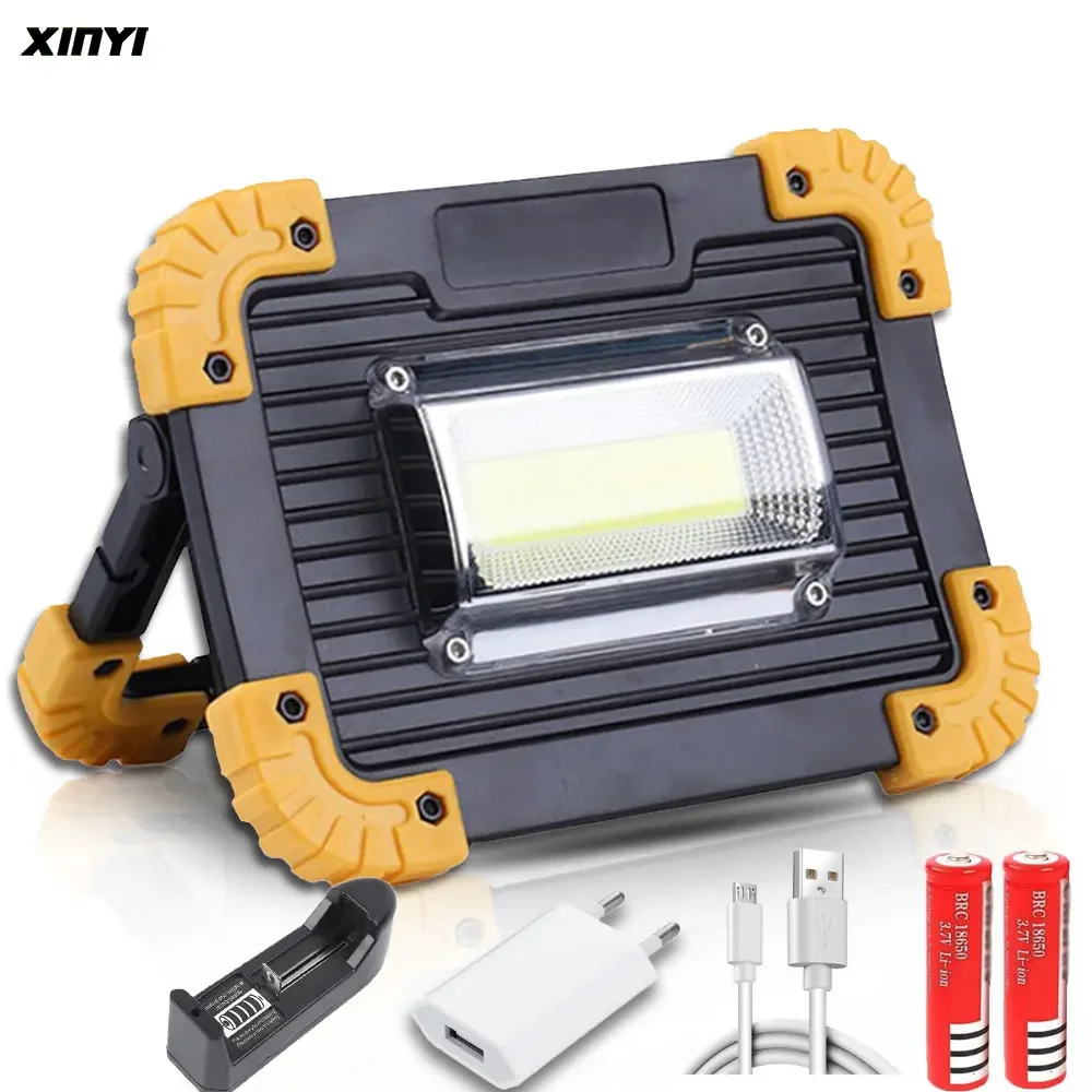 Lámpara de trabajo COB LED portátil, linterna impermeable, 4 modos, foco portátil de emergencia, reflector recargable para luz de Camping