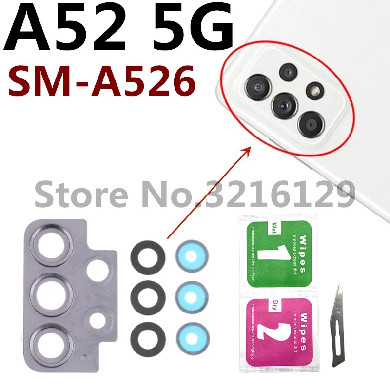 For Samsung A13 A23 A33 A53 A73 A21 A31 A41 A51 A71 A32 A52 A72 4G 5G Back Camera Lens Frame Cover Rear Housing Case Glass Part