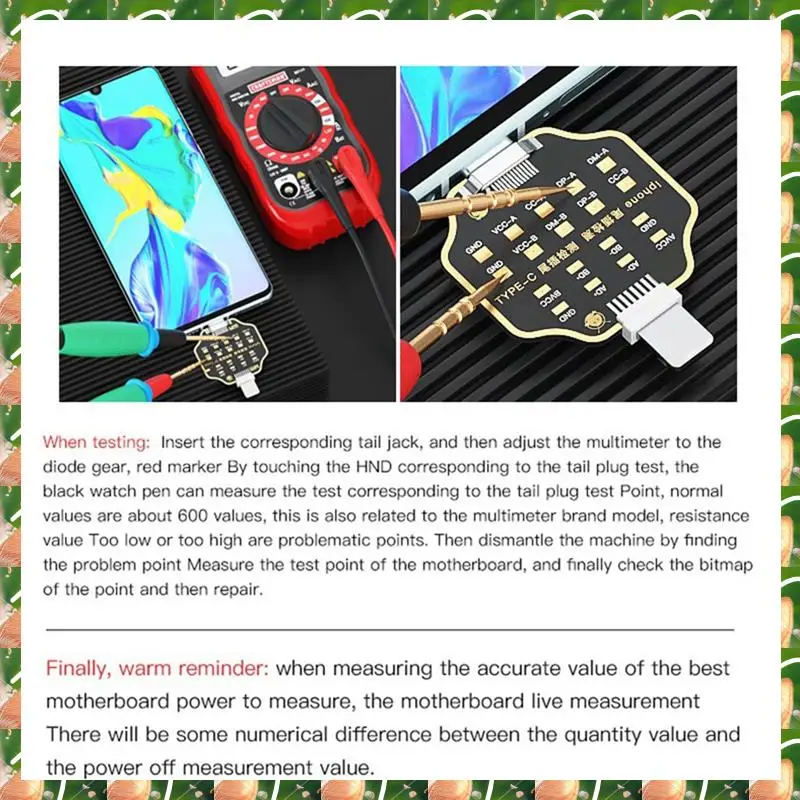 JAJA Non-Removal Mobile Phone Tail Plug Test Board Tail Insertion Tester For Iphone Type-C Phone Fast Charging Detection Tool