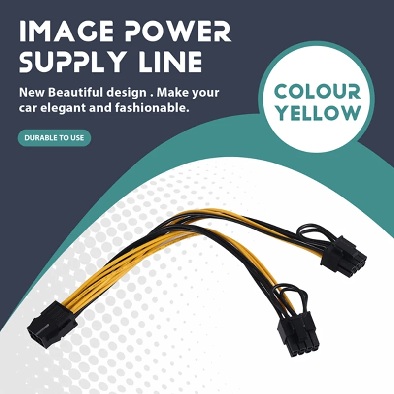 PCI-E PCI Express 6Pin أنثى إلى ثنائي مزدوج 2-Port 8Pin (6 + 2Pin) ذكر F/M محول GPU بطاقة الفيديو سلك الطاقة 18AWG 20 سم