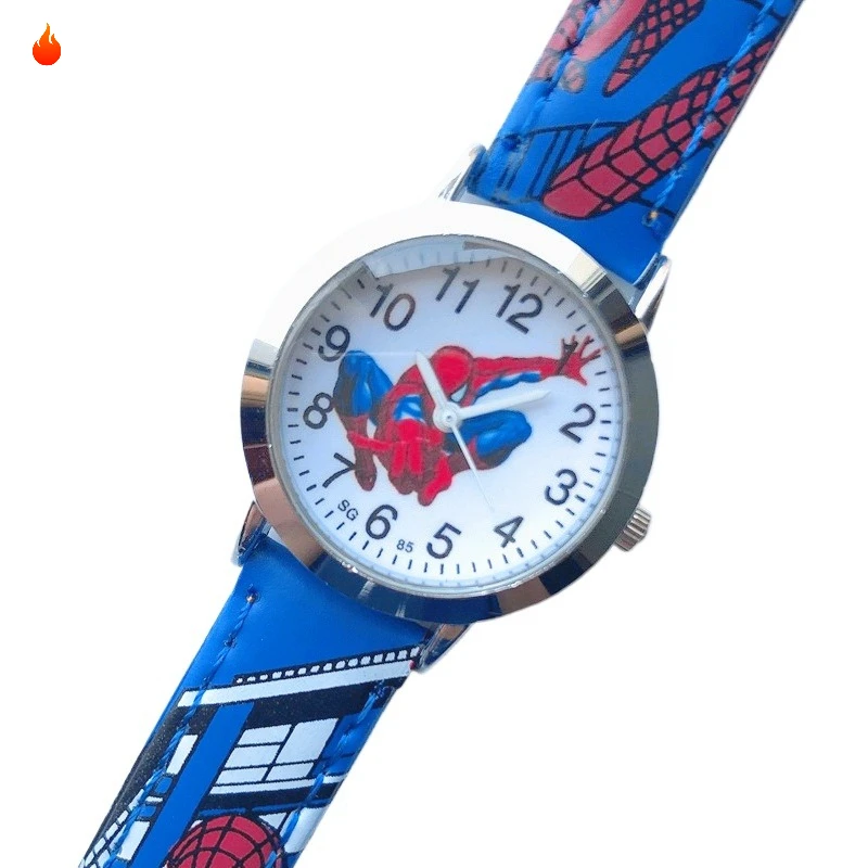 SpiderMan Watch Cute Cartoon Watch Kids Watches Boys Christmas Gift Leather Quartz Watch view 3