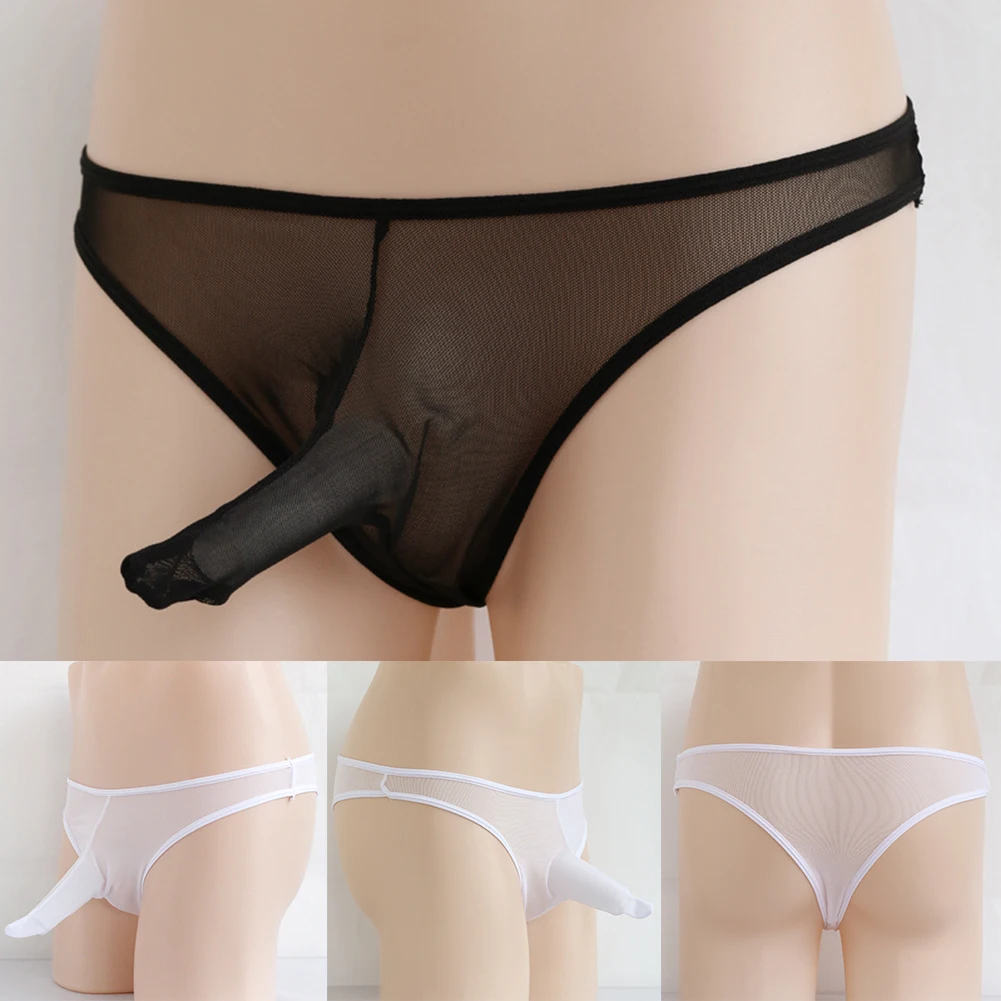 ชุดชั้นในชายเซ็กซี่กางเกงชั้นในตาข่ายชายกางเกงตาข่ายซองใสสีดำสบาย