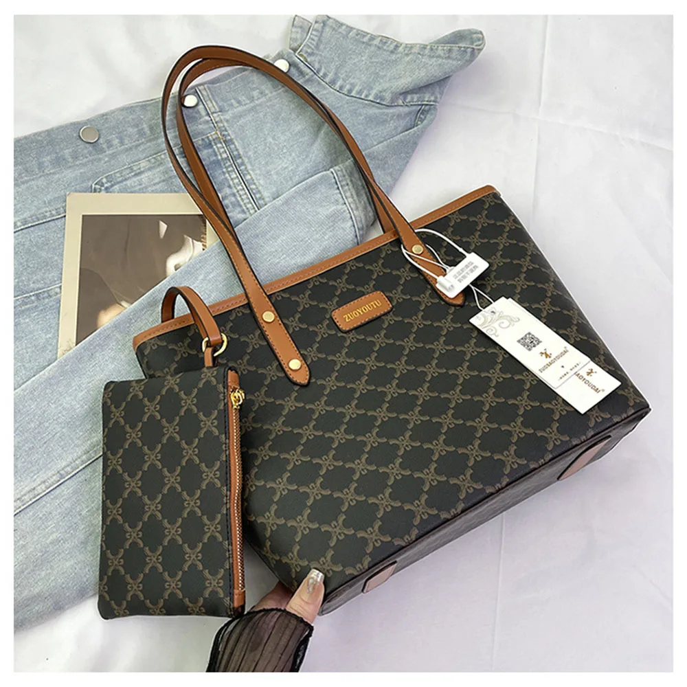 

Вместительная сумка - женская сумка-тоут с винтажным принтом, подходит для ежедневных поездок на работу, женская сумка через плечо, модная.