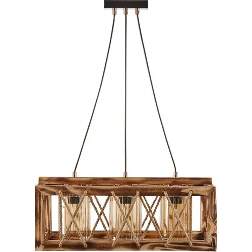 Olive Lighting Modern Decorative Bal Glazed Wooden Gediz 3'lü Chandelier