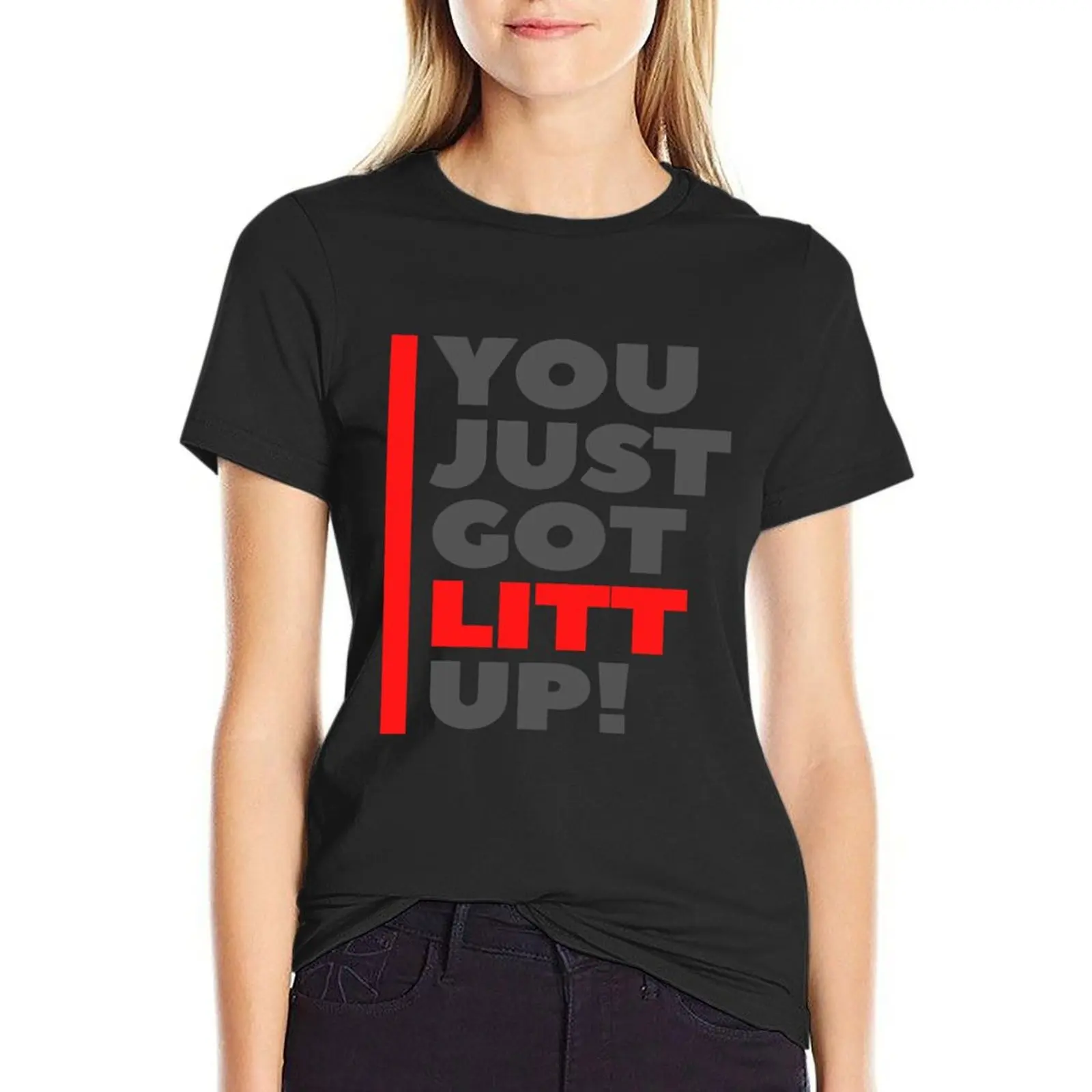 Louis Litt text T-Shirt quick drying anime clothes tops Women's tops