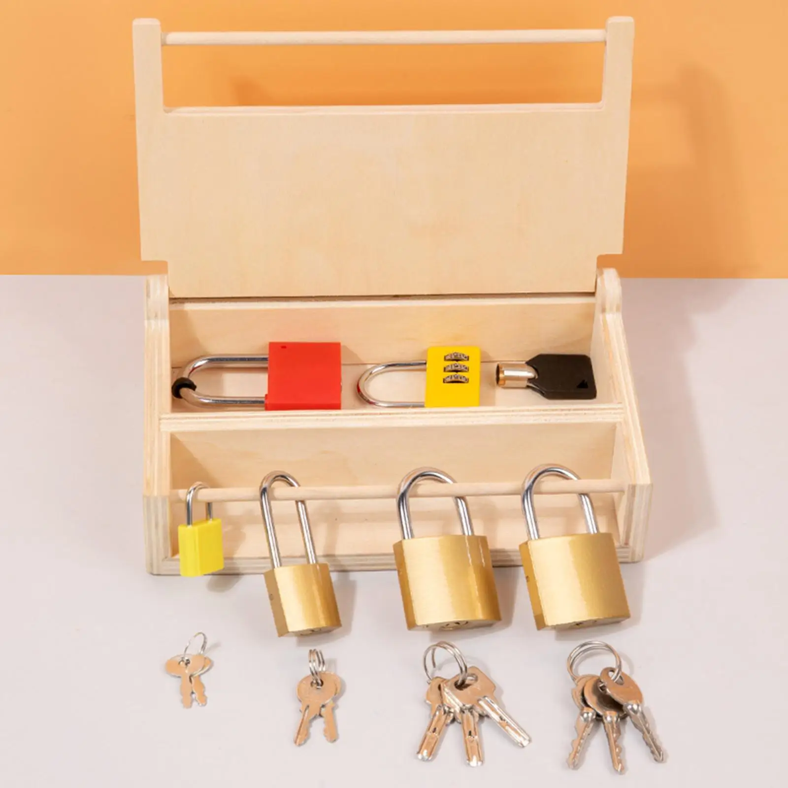 Montessori Lock and Key Toy Set Educational Lock Toy Wooden Preschool Learning for Kids Boys Girls Preschool Birthday Toys