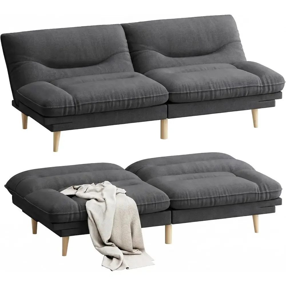 65'' uton Soa Bed, ern Convertible Loveseat uton Couch | Sleeper Soa with Adjustable Backrest & Armrests, Recliner Lounge with W - view 4