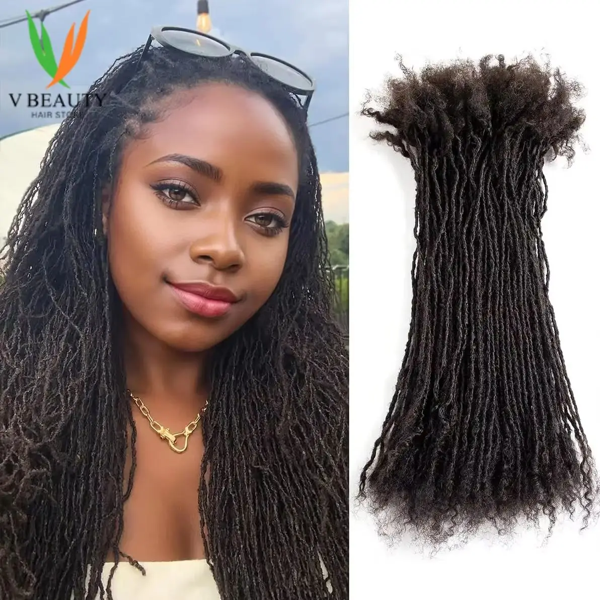 Human Hair Micro Locs Extensions 8 Inch 40 Strands Dreadlock Interlock Peruvian Kinky Straight Human Hair Dreadlocks Loc Extensions  main image 3