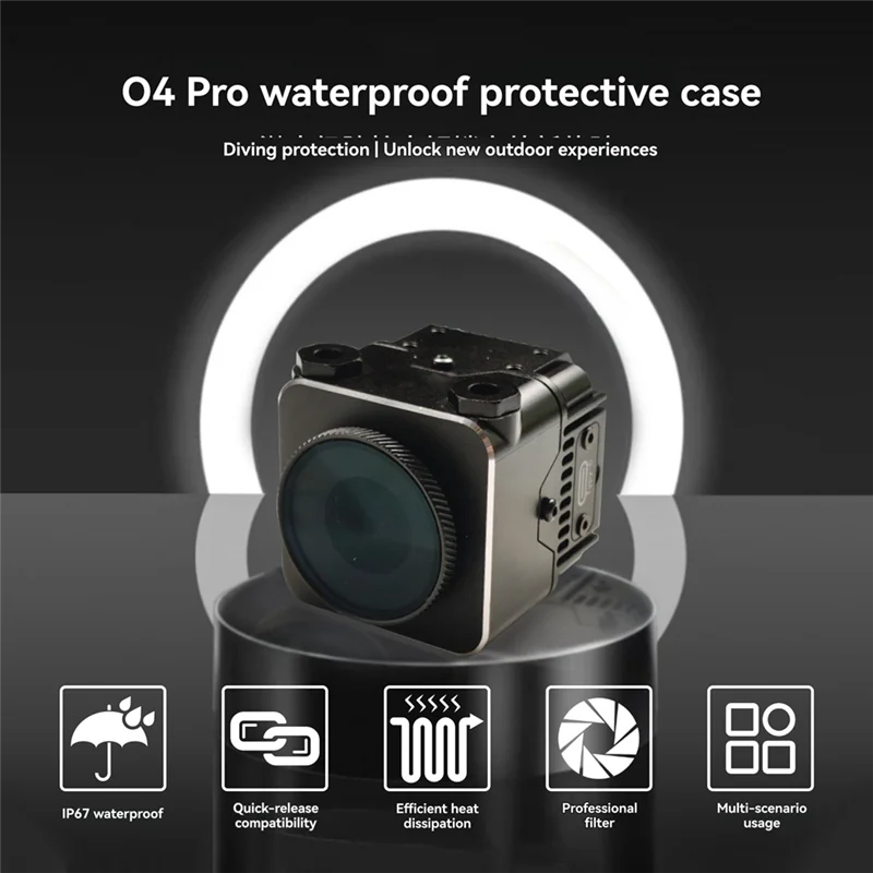 【Hot-Selling!】Compatible With Gopro Base FPV Accessories IP67 Waterproof CNC Aluminum Protective Case For DJI O4 Pro