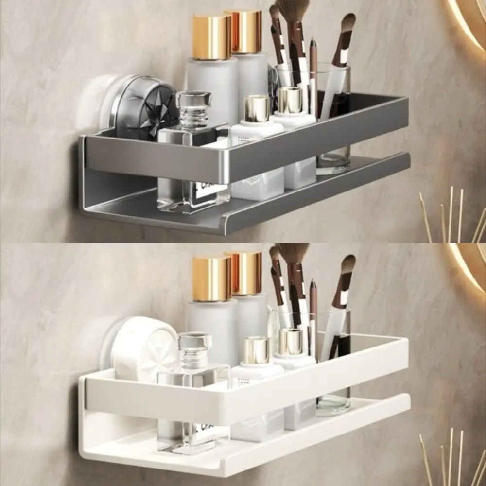 

Free Punch Suction Cup Storage Shelf Durable Removable Wall Hanging Storage Rack Waterproof Multi-functional
