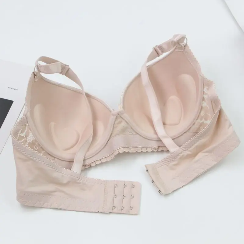 DaiNaFang Push-Up-BHs für Damen, Rosa, Blau, Schwarz, Grau, Beige, Weiß, Burgunderrot, Unterwäsche, Spitze, minimiert nahtlose Dessous – Detail 15
