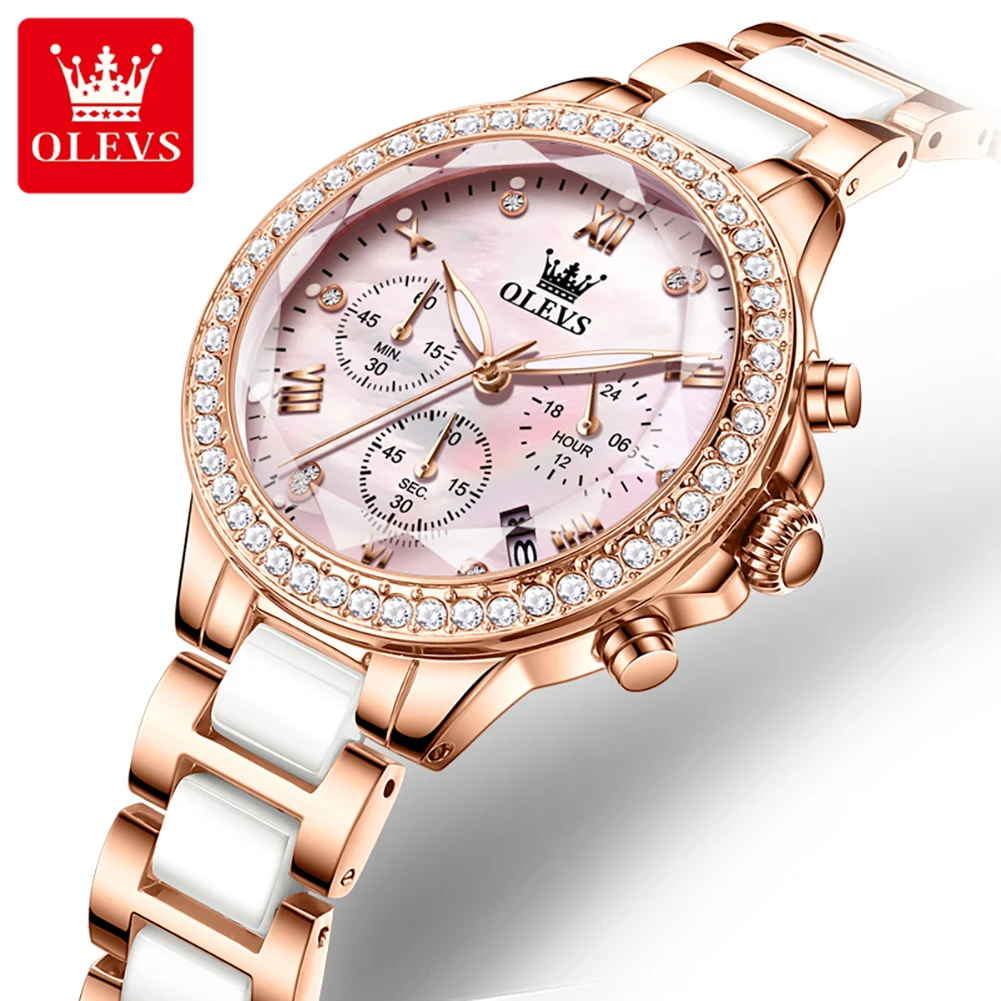 

OLEVS 9999 Elegant Women's Watch Luxury Brand Multi functional Waterproof Luminous Quartz Watch Diamond Women's Watch Girl Gift