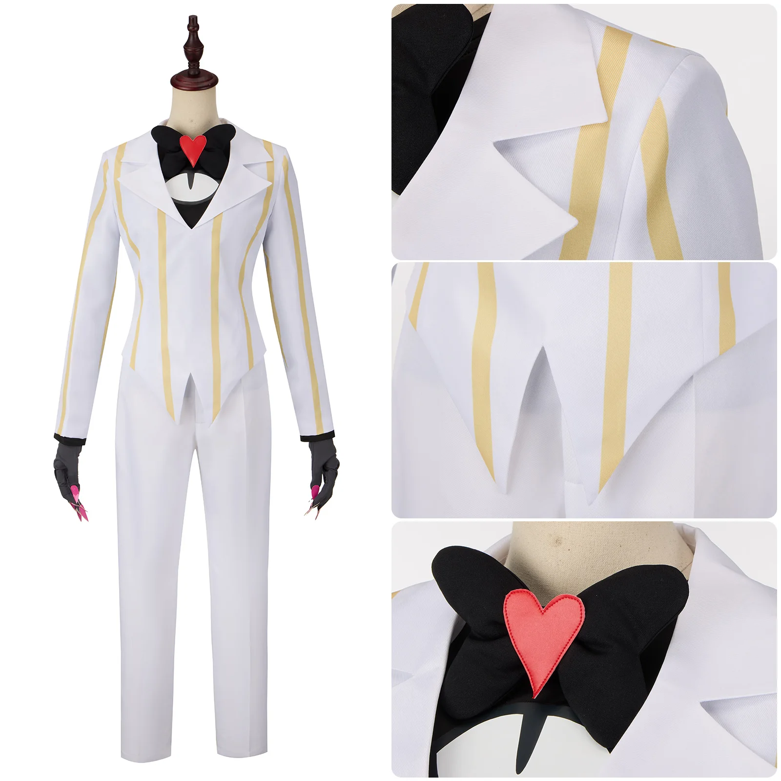 

Angel Sir Pentiou Cosplay Costume Disguise Uniform Jacket with Hat White Suit for Men Halloween Carnival Deluxe Fancy Clothes