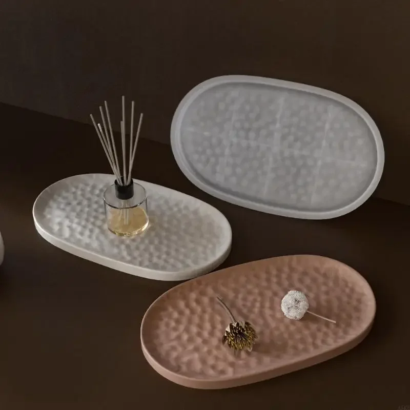 Creative Silicone Mold Jewelry Tray Moulds Oval Silicone Texture Handmade Molds Perfect for Home Decorating