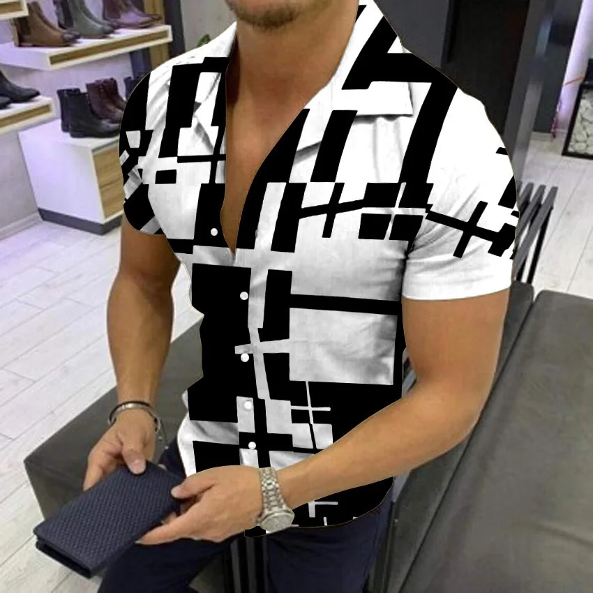 

Short Sleeved Men's Clothing 2024 Summer New Outdoor Versatile Casual Shirt With Flip Collar Digital Printed T-Shirt MB1