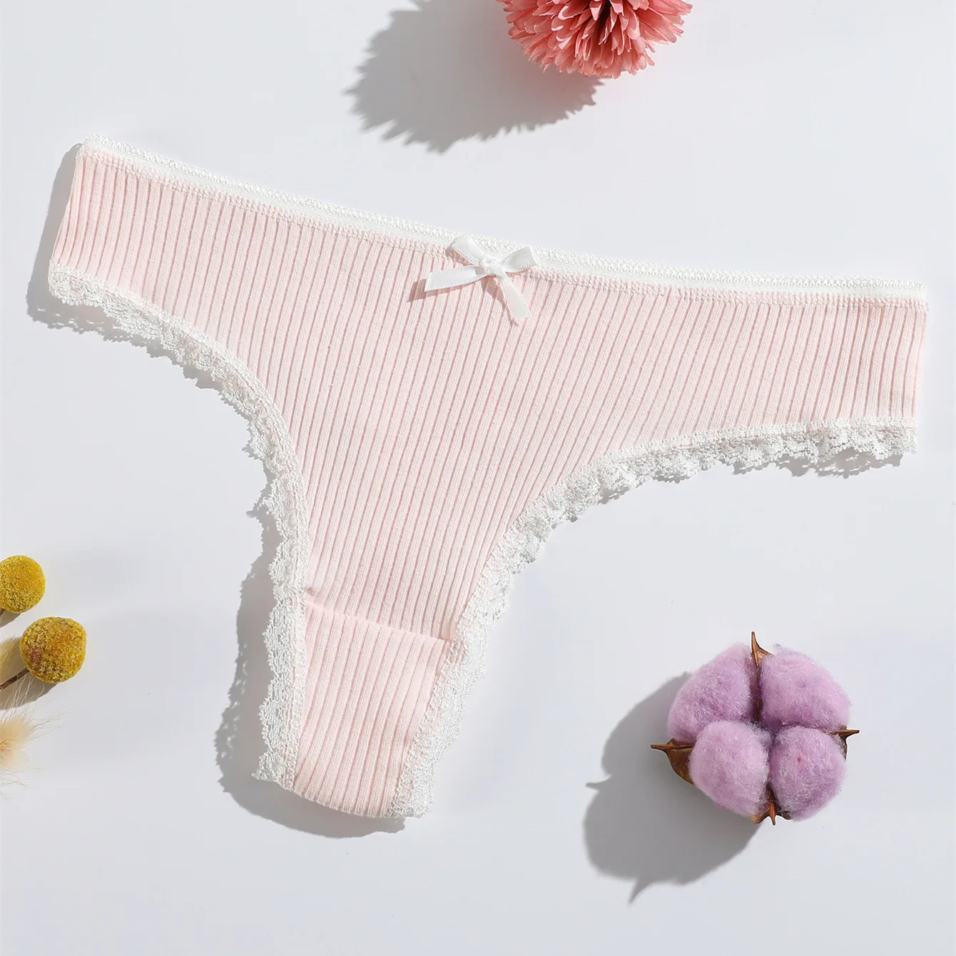 6PC/Lot Cotton Lace Girls Underwear Middle Waist Briefs Solid Teenage Panties Lovely S-XL Wholesale for Students