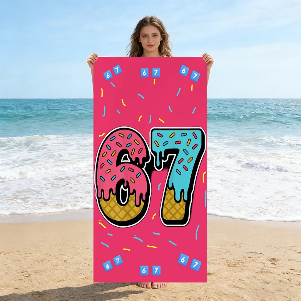Six Seven 67 Friendship ice Cream Beach Towel Quick-drying Super Absorbent Suitable for Beach Vacation Pool Gym Gift for Friends