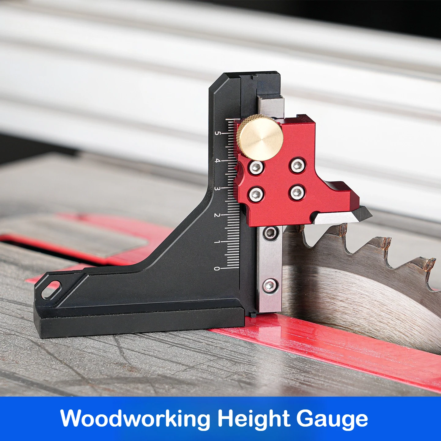 Height Gauge 0-50mm Setup Adjustable Table Saw Depth Gauge - Aluminum Dual Scales DIY Ruler Woodworking Height Measurement Tool