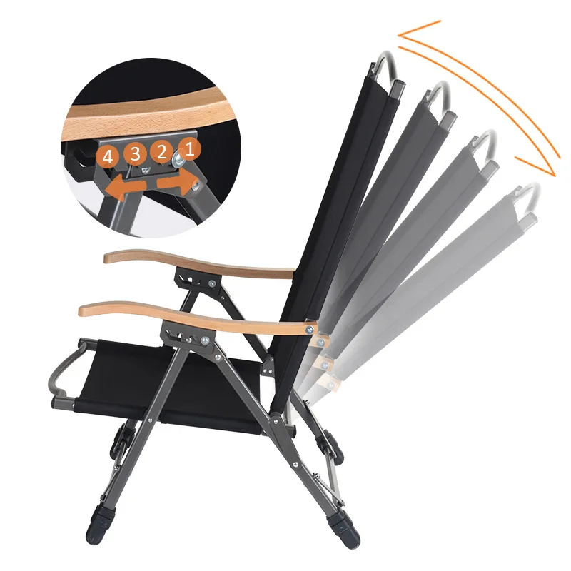 

Processing custom four-gear adjustment removable Kermit chair camping folding leisure chair with high backrest camping chair