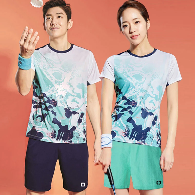 24 new tennis wear short sleeve men\'s and women\'s sports set spring and summer quick dry badminton table tennis training clothin