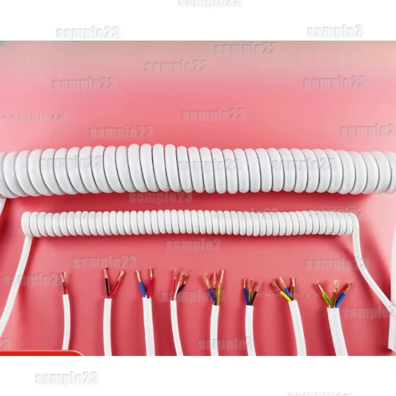 

White Spring Spiral Cable 2/3Cores 0.5² Coiled 1/2/3/4/5/6 Meters Stretchable