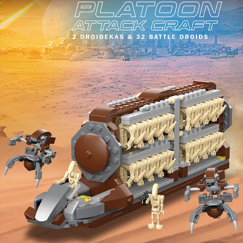 Star Plan Platoon Attack Craft Destroy Droids Building Bricks Model Sets Robot DIY Blocks Toys Gifts for Boys Adult Kids 500+pcs