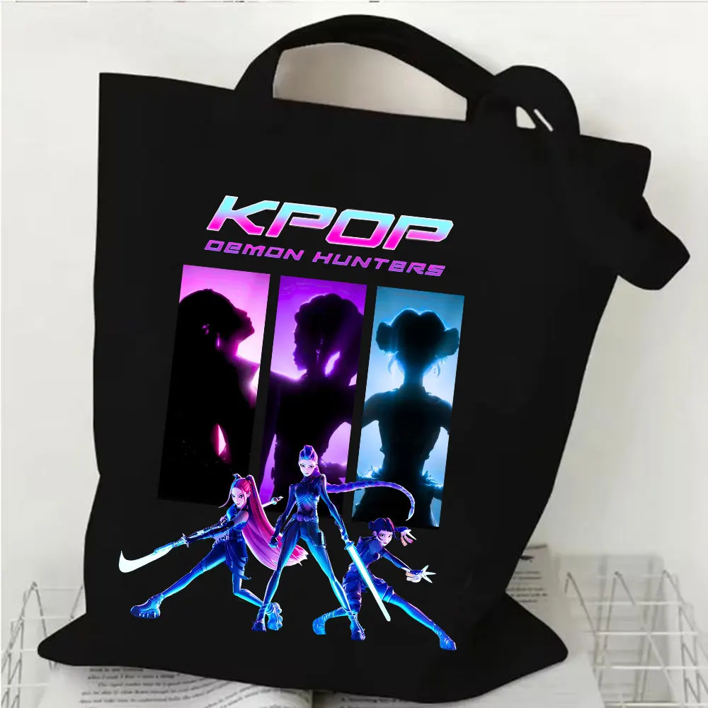 

Anime Demon Hunters Mira Rumi Zoey Cosplay Canvas Tote Bags Women Girls Students Handbags Travel Casual Shopping Bags Gifts