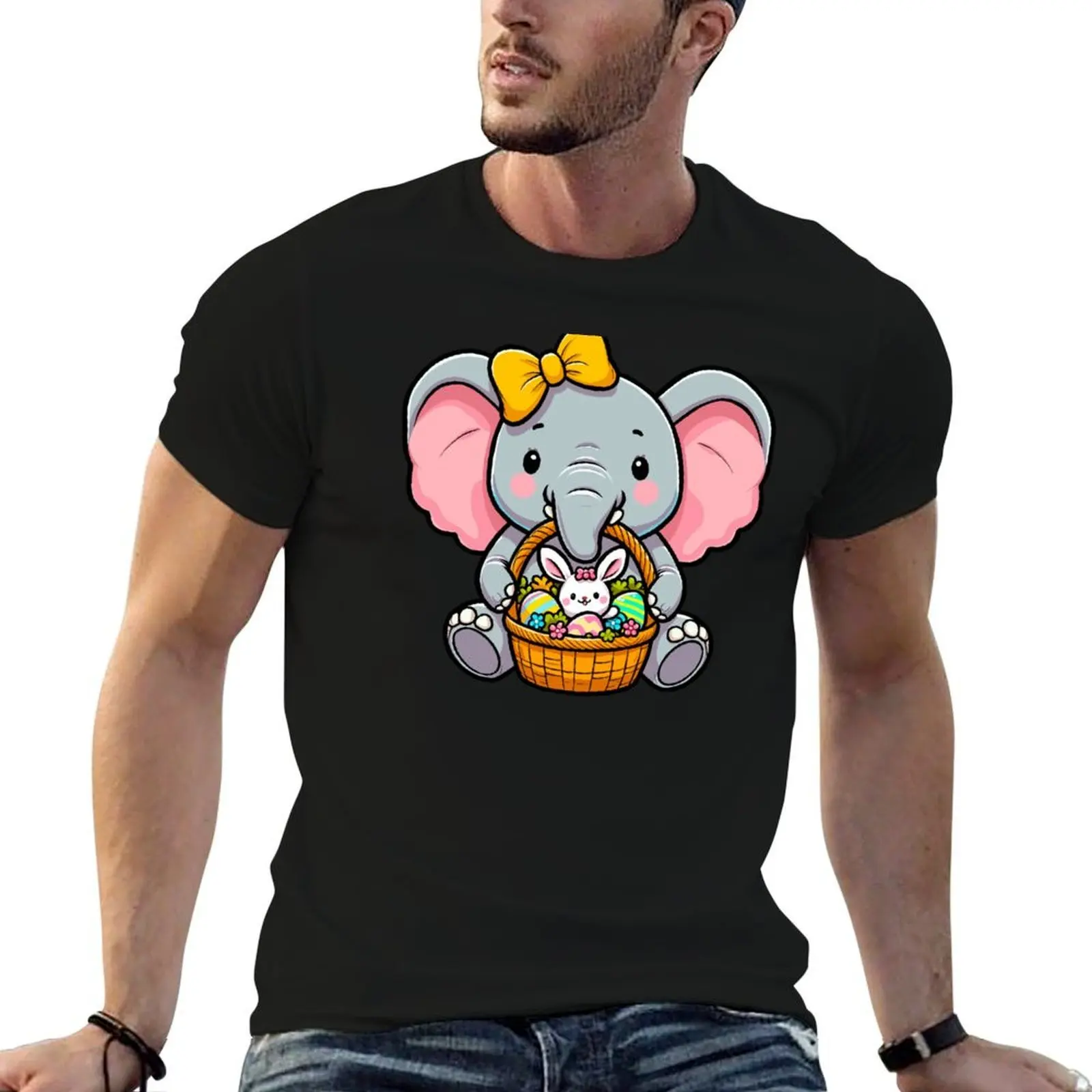 Elephant With Easter Basket T-Shirt sports fans graphic shirts shirts graphic tee men